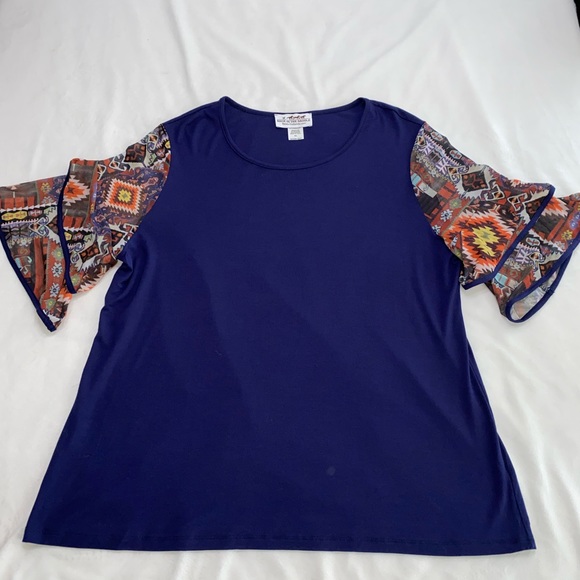 Back In The Saddle Women’s Naomi Ikat Sleeves Top Size XL - Picture 4 of 9
